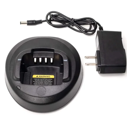 Front view of the Motorola PMLN5400 single-bay desktop charger for CP series radios