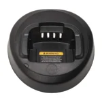 Detail shot of the Motorola PMLN5400 single-bay desktop charger for CP series radios