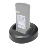 Motorola PMLN5400 single-bay desktop charger for CP series radios held in hand