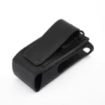 Close-up of the Motorola PMLN5840 hard leather radio sleeve with rotating belt ring