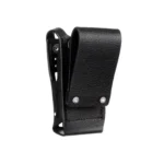 Side profile of the Motorola PMLN5840 hard leather radio sleeve with rotating belt ring