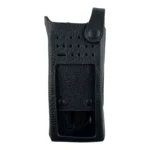 Close-up of the Motorola PMLN5842 leather swivel case for display radios
