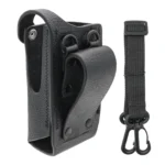 Close-up of the Motorola PMLN5864 hard leather radio case with swivel loop
