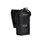 Front view of the Motorola PMLN5865 leather radio case with swivel loop