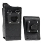 Detail shot of the Motorola PMLN5867 hard leather carry case for two way radios