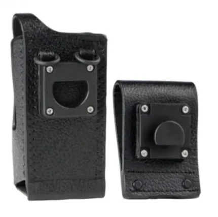 Detail shot of the Motorola PMLN5867 hard leather carry case for two way radios