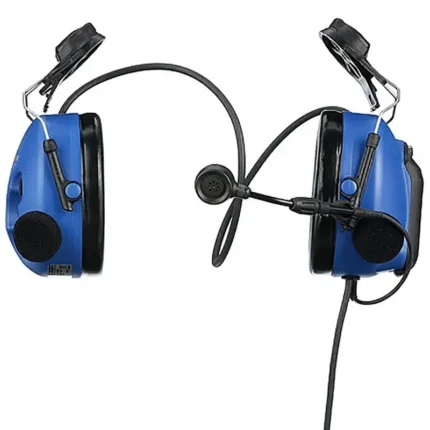 Detail shot of the PMLN6089 ATEX tactical headset with boom microphone, IPX-7 build