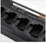 Side profile of the Motorola PMLN6595 six-pack charger for DP1400 CP200D DEP450 radios