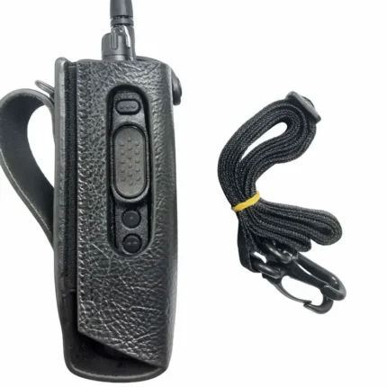 Detail shot of the Leather holster case for Motorola R7 two-way radios