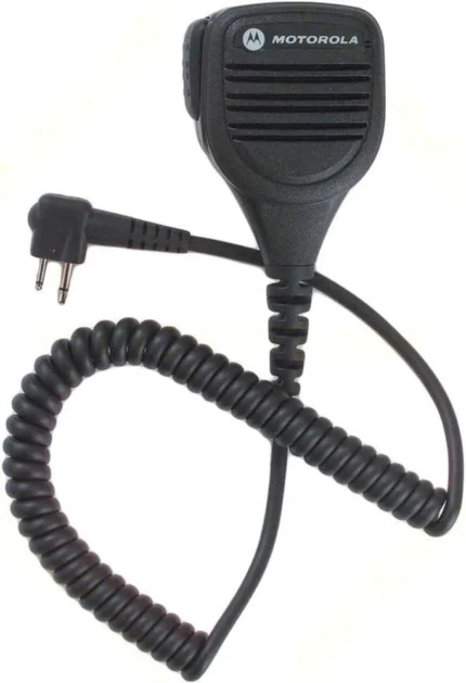 Detail shot of the Motorola PMMN4029 shoulder speaker mic for CP200 radio