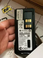 Close-up of the PMNN4406BR 7.4V Li-ion two-way radio battery for Motorola DP4400E