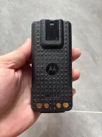 Close-up of the Motorola PMNN4490 intrinsically safe two-way radio battery