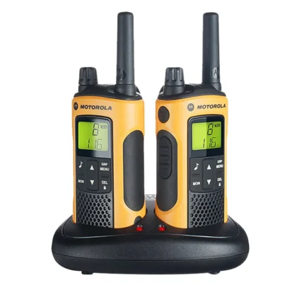 Detail shot of the Motorola T80EX waterproof handheld walkie talkie
