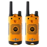 Close-up of the Motorola T80EX waterproof handheld walkie talkie