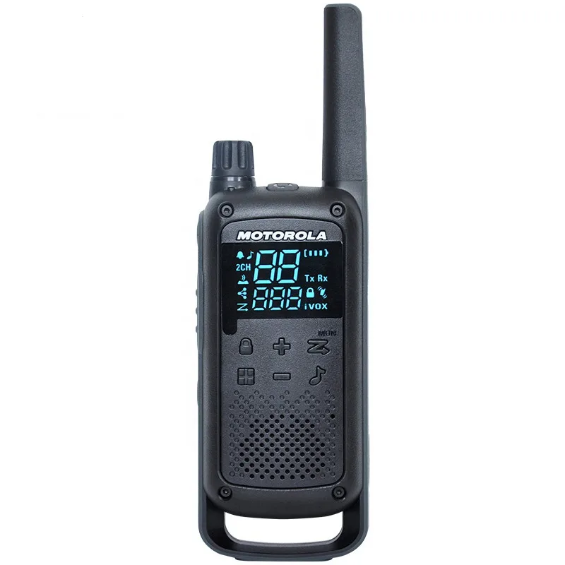 Tw Motorola T82c Two Way Radio Front view of the Motorola T82c license-free rechargeable Talkabout radio