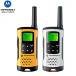 Motorola TLKR-T50 kids mini walkie talkie pair held in hand