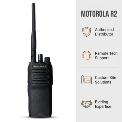 Front view of the Motorola R7A loud-audio DMR two way radio