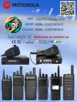 Close-up of the Motorola VZ-D263 portable walkie talkie for work crews