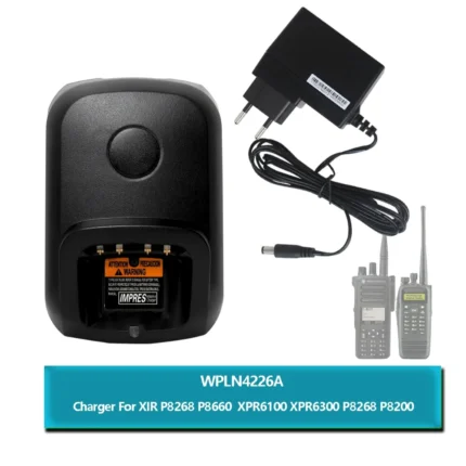Detail shot of the WPLN4226A single-bay charger for Motorola DP XPR DGP radio batteries