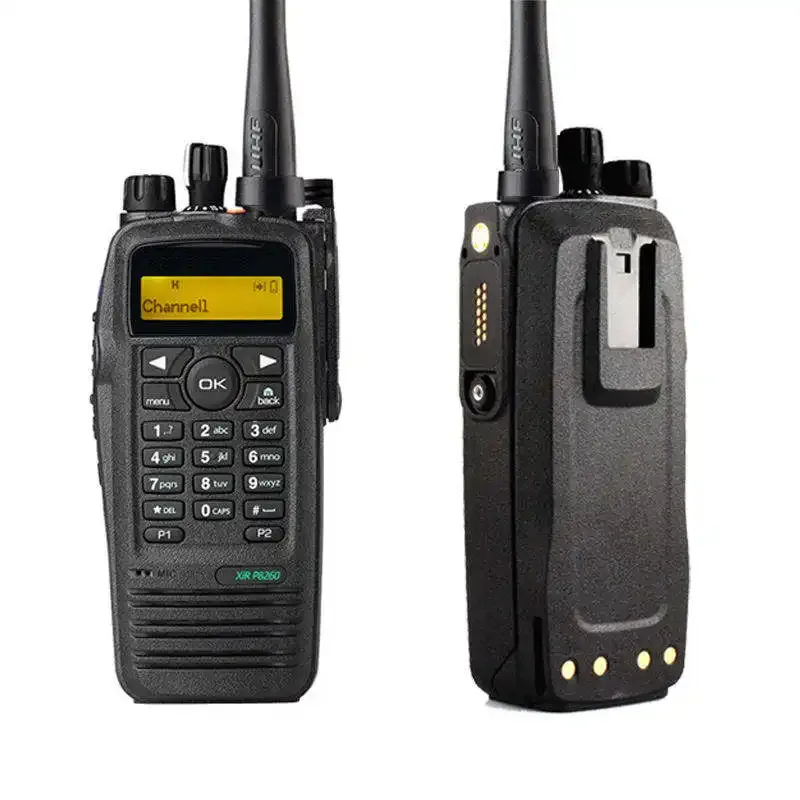 Detail shot of the Motorola XPR6500 dual band DMR walkie talkie