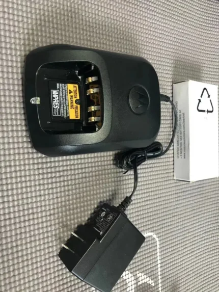 Detail shot of the Motorola XPR6550 GPS digital walkie talkie radio