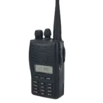 Side profile of the MT777 IPX7 dual band portable two way radio