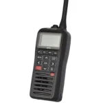 Front view of the RS-38M marine handheld radio with GPS and DSC