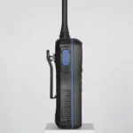 Detail shot of the RS-38M marine handheld radio with GPS and DSC