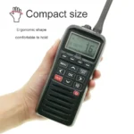 RS-38M marine handheld radio with GPS and DSC held in hand