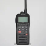 Close-up of the RS-38M marine handheld radio with GPS and DSC