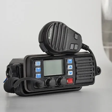 Detail shot of the RS-507M marine VHF mobile transceiver unit