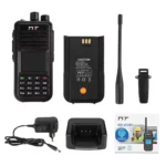 Detail shot of the TYT MD-380 DMR digital handheld two way radio