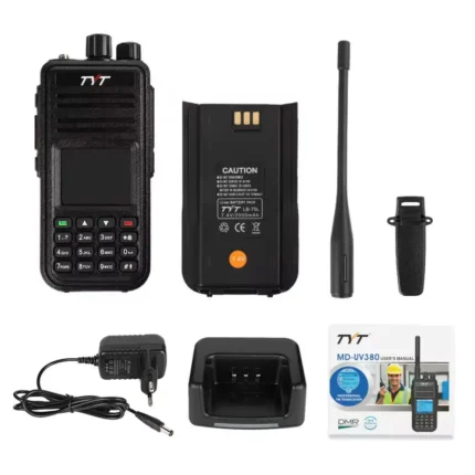 Detail shot of the TYT MD-380 DMR digital handheld two way radio