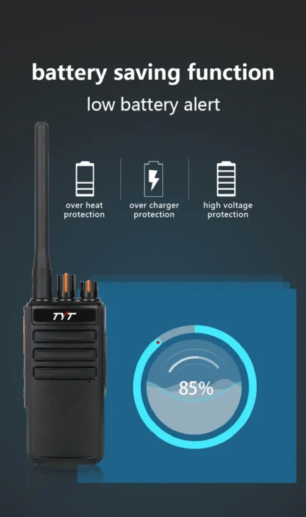 Detail shot of the TYT MD-790 DMR digital two-way radio with AES encryption