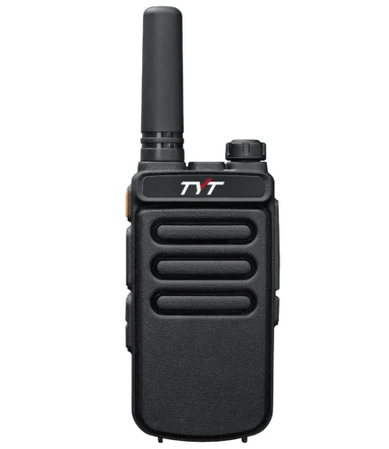 Front view of the TYT TC-777 UHF handheld FM transceiver with USB charger