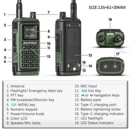 Detail shot of the UV-17 Pro V2 tri-band 10W FM handheld transceiver