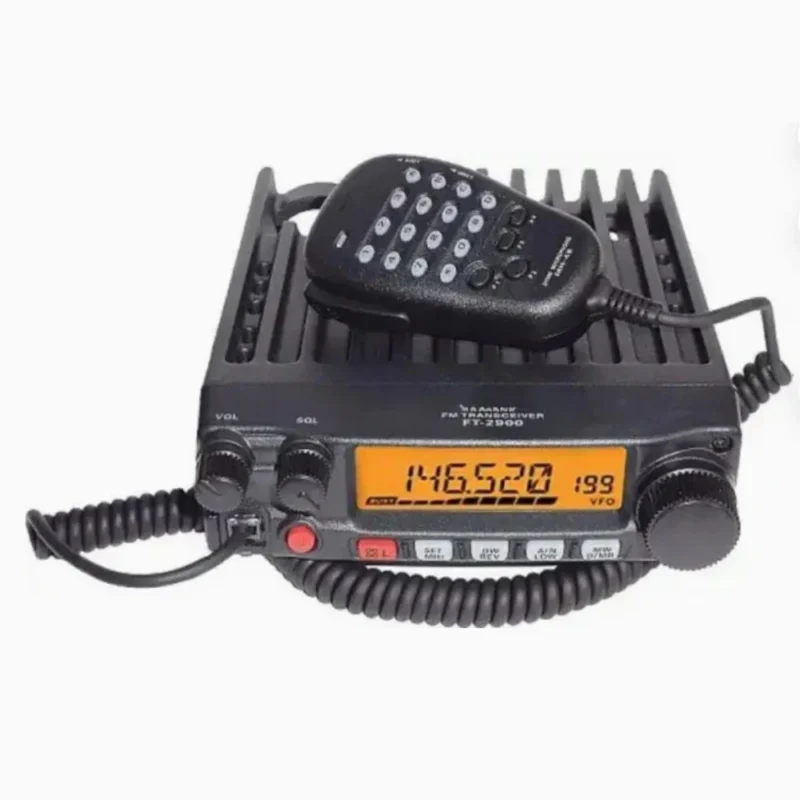 Detail shot of the Yaesu FT-2980R 200-channel VHF transceiver with LCD readout