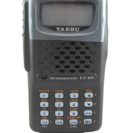 Front view of the FT-60R dual band amateur transceiver handheld with MH-36 mic