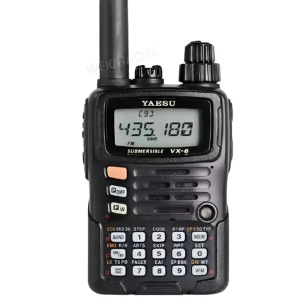 Front view of the VX-6R heavy-duty portable ham radio covering VHF and UHF bands